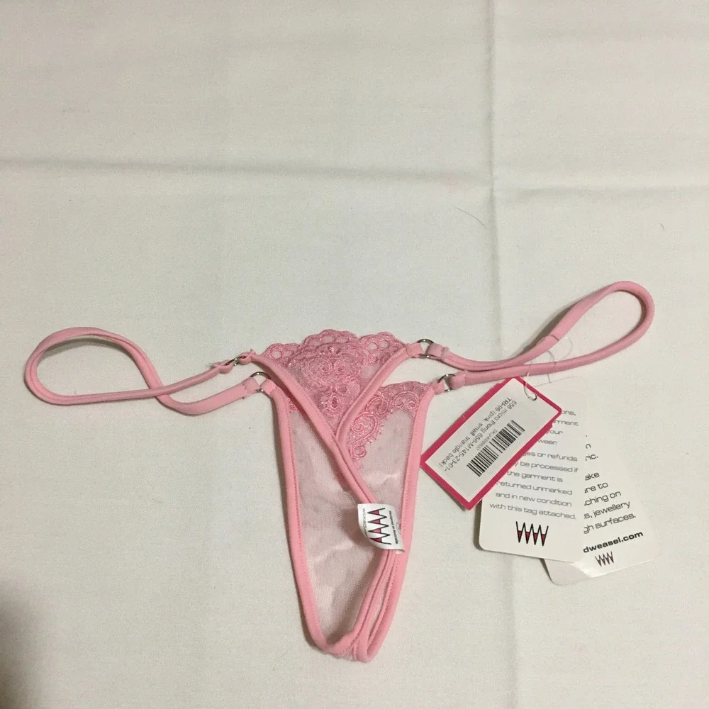 Wicked Weasel Micro Thong 656 Womens Small Pink Lace Triangle Back NWT